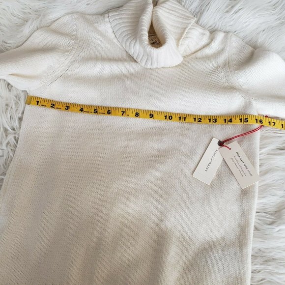 NWT by Anthropologie Short Sleeve Sweater Turtleneck Cream White Soft Size XS - Picture 7 of 11